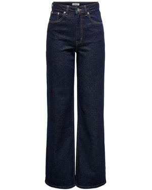 ONLY High Waisted Wide Leg Cotton Blend Jeans - Blue