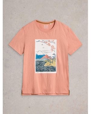 White Stuff Mountain Graphic 100% Cotton T-Shirtextra-Groß - Mehrfarbig
