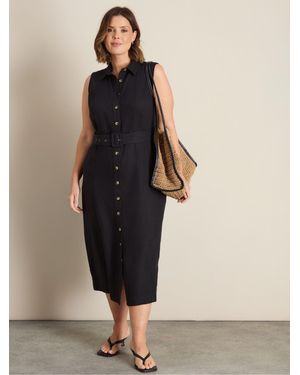 Live Unlimited Linen Blend Midaxi Shirt Dress - Natural