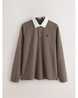 Next Neutral Heritage Pattern Rugby Shirt - Brown