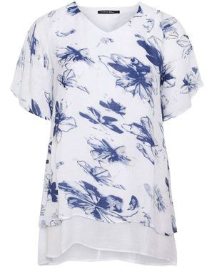 Evans Double Layer Angel Sleeve Top - Blue