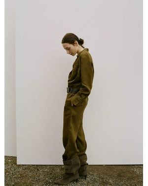 Mango Linen Trousers - Green