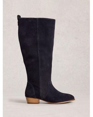 White Stuff Willow Suede Knee High Boots - Blue