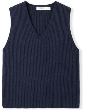 Celtic & Co. Studio Ribbed V-Neck Tank Top - Blue