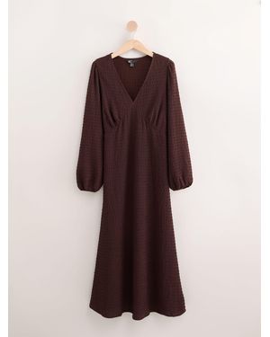 Friends Like These Curve Textured V-Neck Long Sleeve Midi Dress - Purple