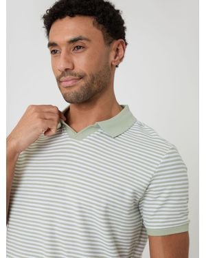 Threadbare Stripe Trophy Neck Polo Shirt - Gray