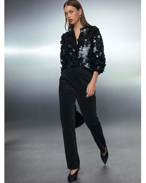 Next Velvet Straight Leg Pants - Black
