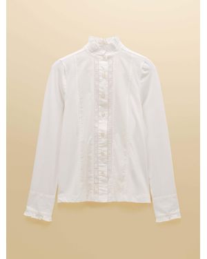 Joules Felicity Lace Insert Jersey Shirt - Natural