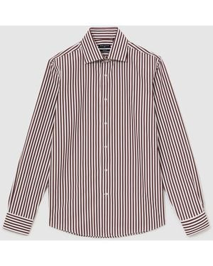 ATELIER Long Sleeve Bengal Stripe Button-Down Shirt - Purple
