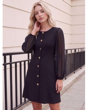 Roman Petite Button Dress - Black