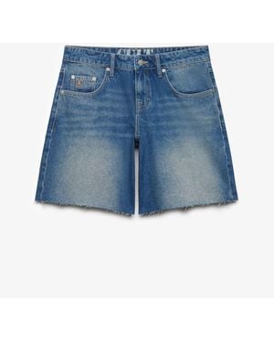 Superdry Mid Wash Mid Rise Baggy Shorts - Blue