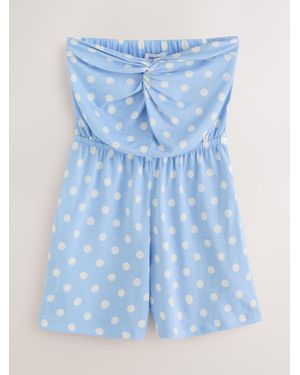 Next Polka Dot Twist Front Bandeau Playsuit - Blue