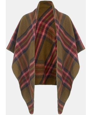 Accessorize Blanket Check Poncho - Brown