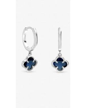 Inicio Tone Sapphire Clover Charm Huggie Hoops - Blue