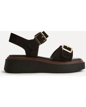 Linzi Source Wide Fit With Buckle Straps Flatform Sandals - Black