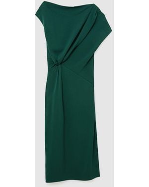 Reiss Off-Shoulder Tuck-Detail Midi Dress - Green