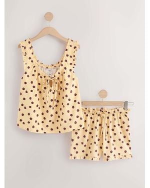 Next Spot Cotton Vest Short Pajamas Set - Metallic
