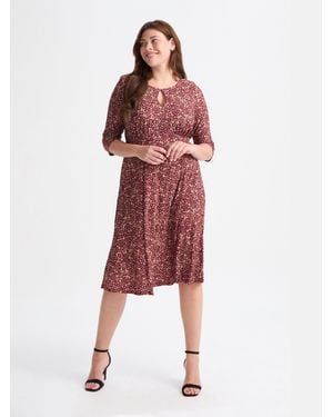 Scarlett & Jo Keyhole Wine Midi Dress - Red