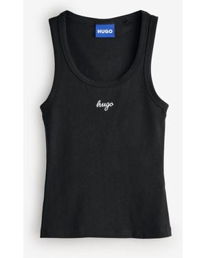 HUGO Dama Logo Tank Top - Black