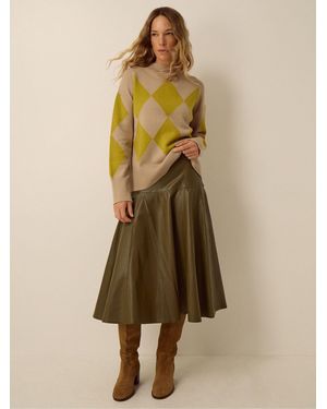 Monsoon Dianne Faux Leather Midi Skirt Green - Natural
