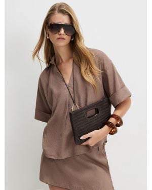 River Island Short Sleeve Linen Blend Shirt - Brown