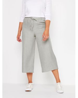 M Com Petite Linen Look Culottes - Gray