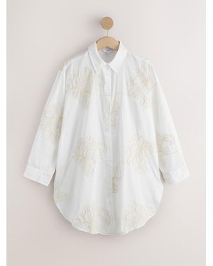 Next Foral Embroidered Beach Shirt - White