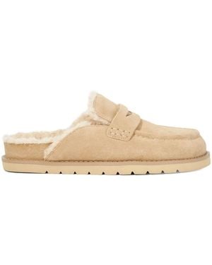 Dune Goldy Lined Backless Loafers - Natural