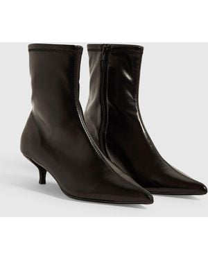 River Island Kitten Heel Sock Ankle Boots - Black