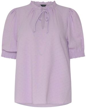M Com Tie Neck Frill Sleeve Blouse - Purple