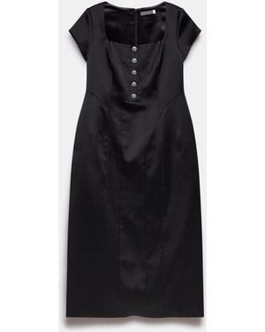 Mint Velvet Satin Midi Dress - Black