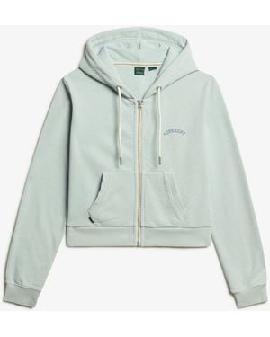 Superdry Light Sky Essential Logo Cropped Zip Hoodie - Blue