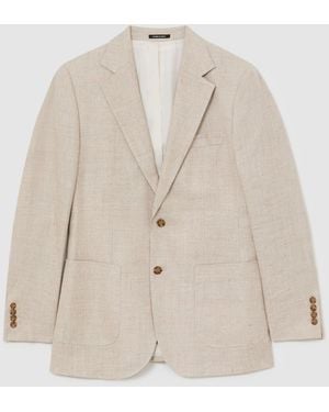 ATELIER Linen-Blend Single-Breasted Blazer - Natural