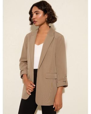 Friends Like These Petite Edge To Edge Tailored Sleeve Detail Blazer - Natural