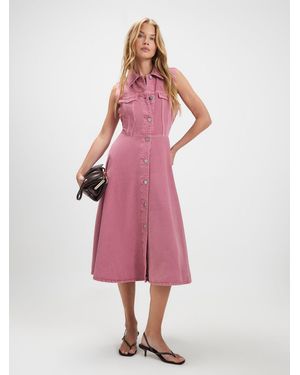 River Island Long Sleeve Midi Shirt Dress - Pink