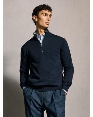 Paul Smith Quarter Zip Knit Sweater - Blue
