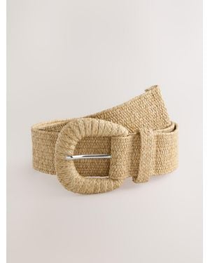 Next Neutral Wide Raffia Effect Belt - Natural