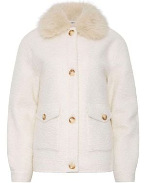 Long Tall Sally Military Faux Fur Jacket - White