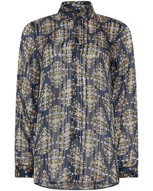 M Com Shadow Metallic Stripe Shirt - Grau