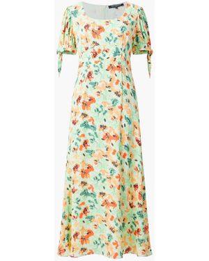 French Connection Eve Crepe Scoop Neck Midi Dress - Metallic