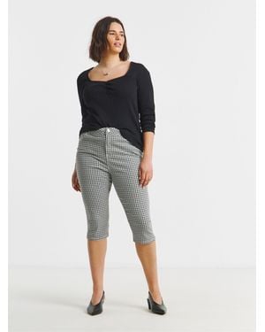 Simply Be Simply Be Gingham Capri Jeans - Black