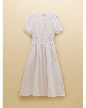 Joules Ella Double Cloth Cotton Midi Dress - Natural