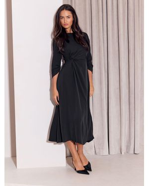 Lipsy Knot Side Batwing 3/4 Sleeve Midi Dress - Schwarz
