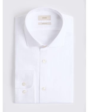 Moss Slim Fit Herringbone Shirt - White