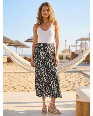 Roman Animal Print Maxi Skirt - Metallic