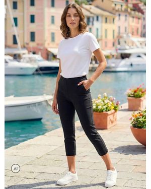 Roman Ink Petite Cropped Stretch Capri Trousers - Blue