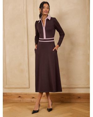 Love & Roses Contrast Ponte Midi Dress - Natural