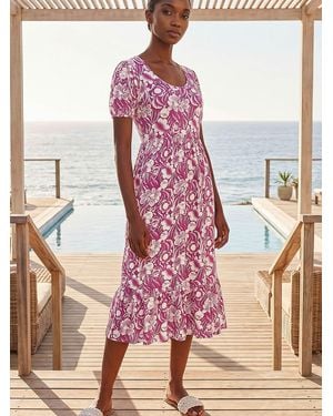 Roman Petite Floral Print Frill Midi Dress - Pink