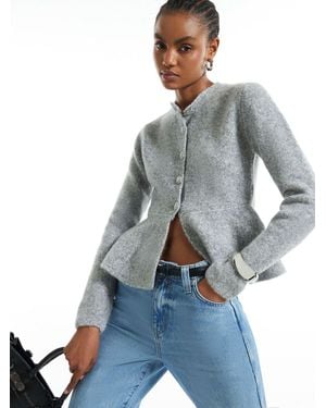 River Island Peplum Knit Cardigan - Gray