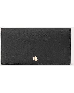 Ralph Lauren Crosshatch Leather Slim Wallet - Black